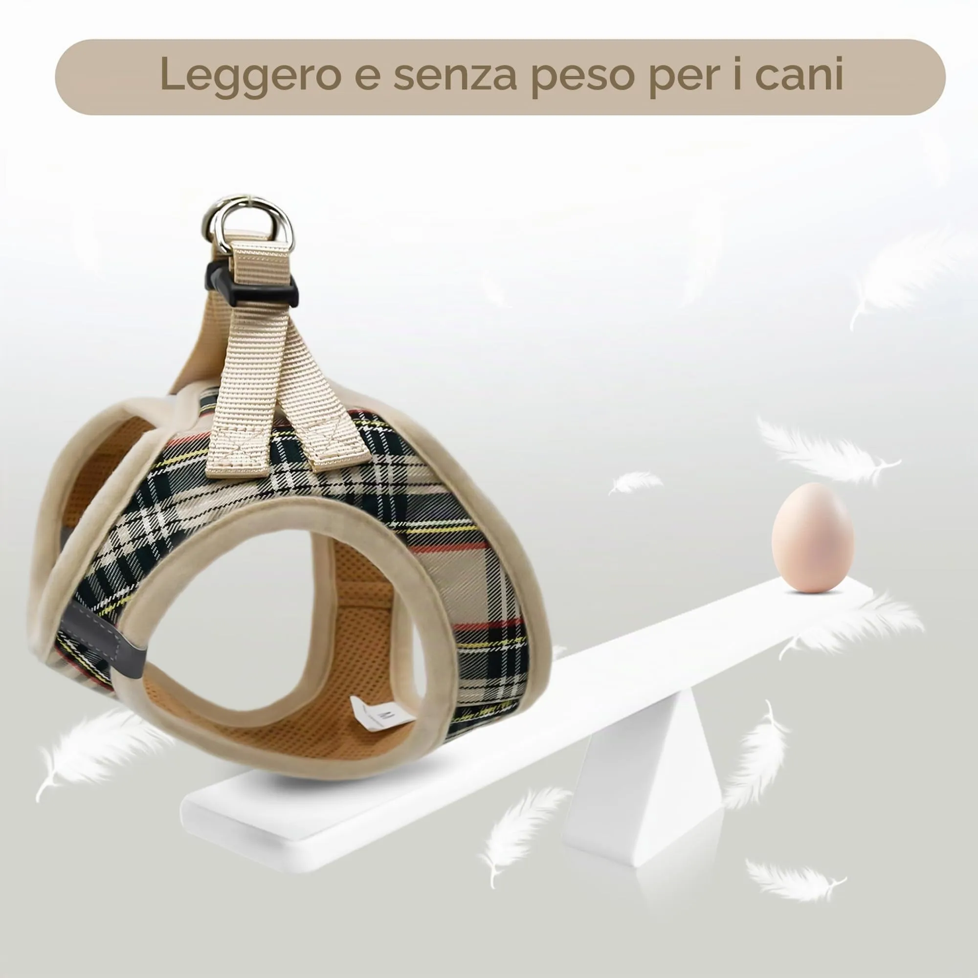 Pawsailor Pettorina Cane Taglia Piccola con Guinzaglio Anti-tiro Beige L - immagine 8