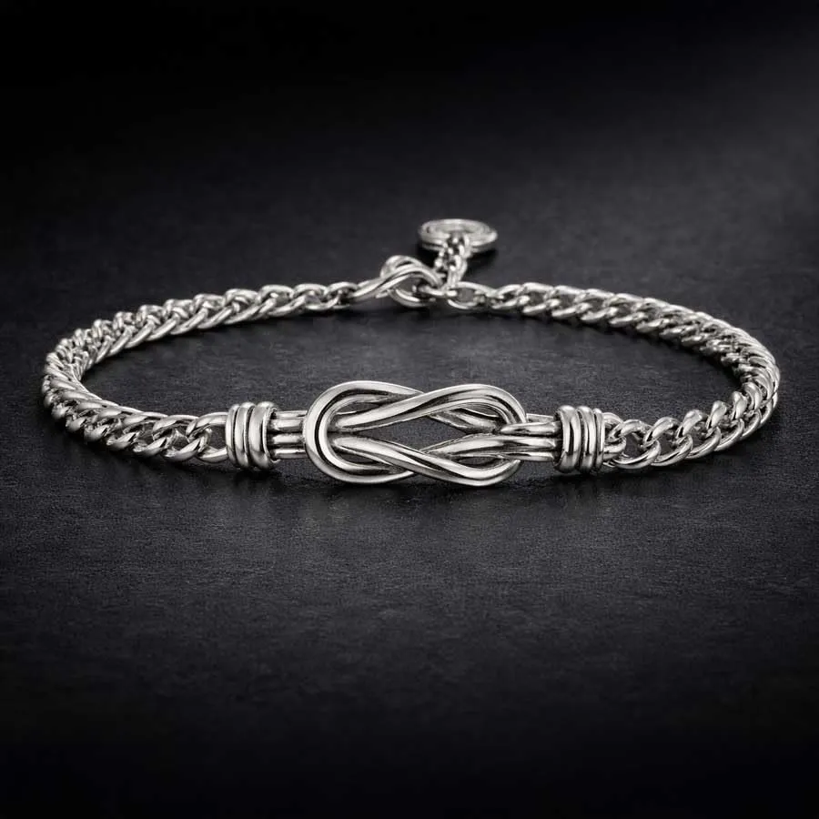 SAGA GIOIELLI® Bracciale Uomo Acciaio con Nodo Centrale, infinito Design – Idea Regalo Festa del Papà, Compleanno, Natale, San Valentino, Anniversario - Confezione regalo inclusa - immagine 2