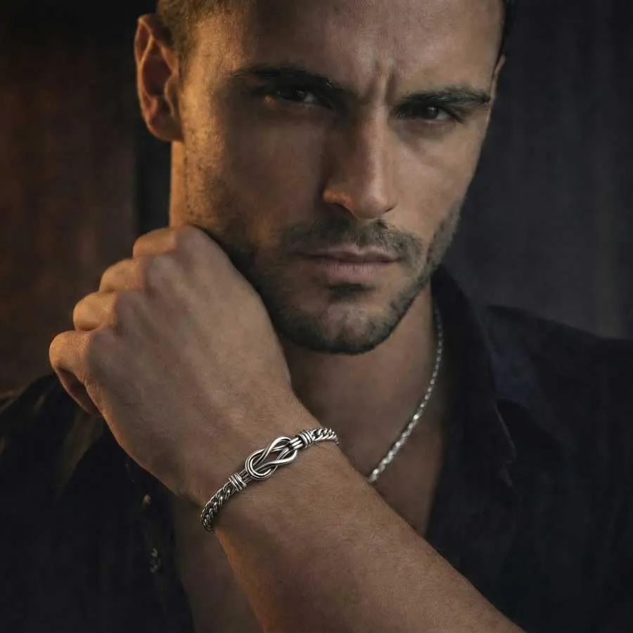 SAGA GIOIELLI® Bracciale Uomo Acciaio con Nodo Centrale, infinito Design – Idea Regalo Festa del Papà, Compleanno, Natale, San Valentino, Anniversario - Confezione regalo inclusa - immagine 5