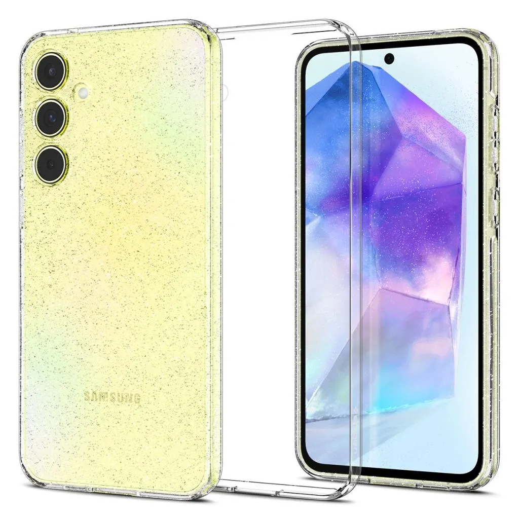 Custodia per Samsung Galaxy A55 5G A556, Spigen, Cristallo liquido Glitter, Trasparente ACS07538 - immagine 1