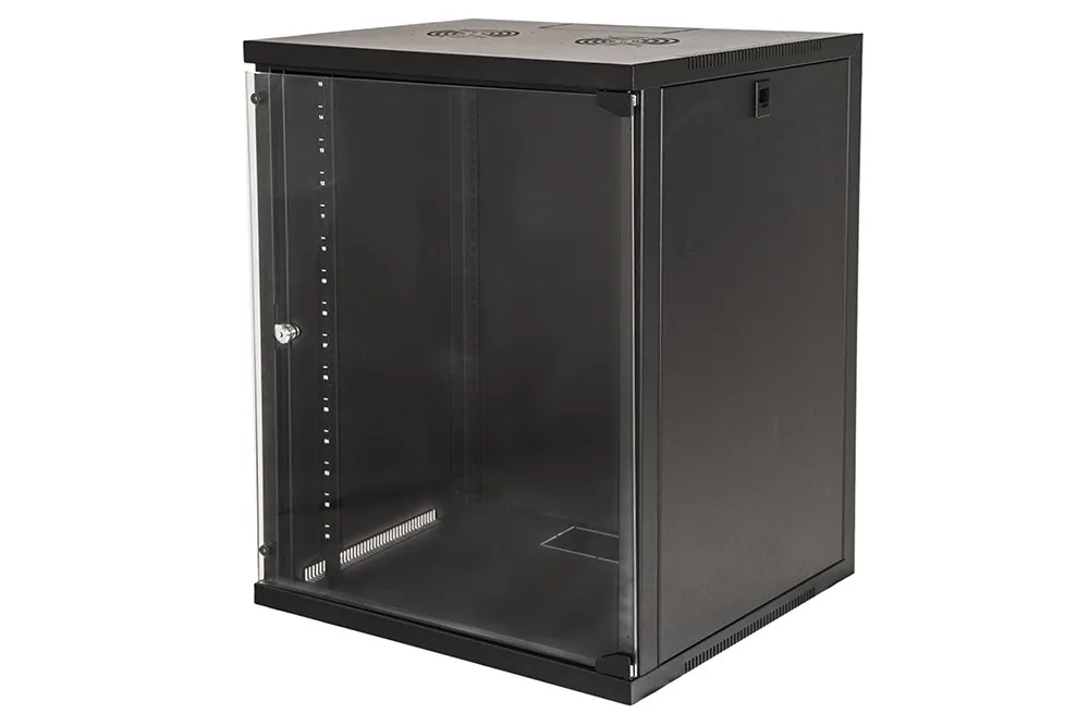 Armadio Rack 19 18 Unita' Da Muro (A)900 (L)600 X Profondita' 600 Mm. Colore Nero Porta Vetro - immagine 1