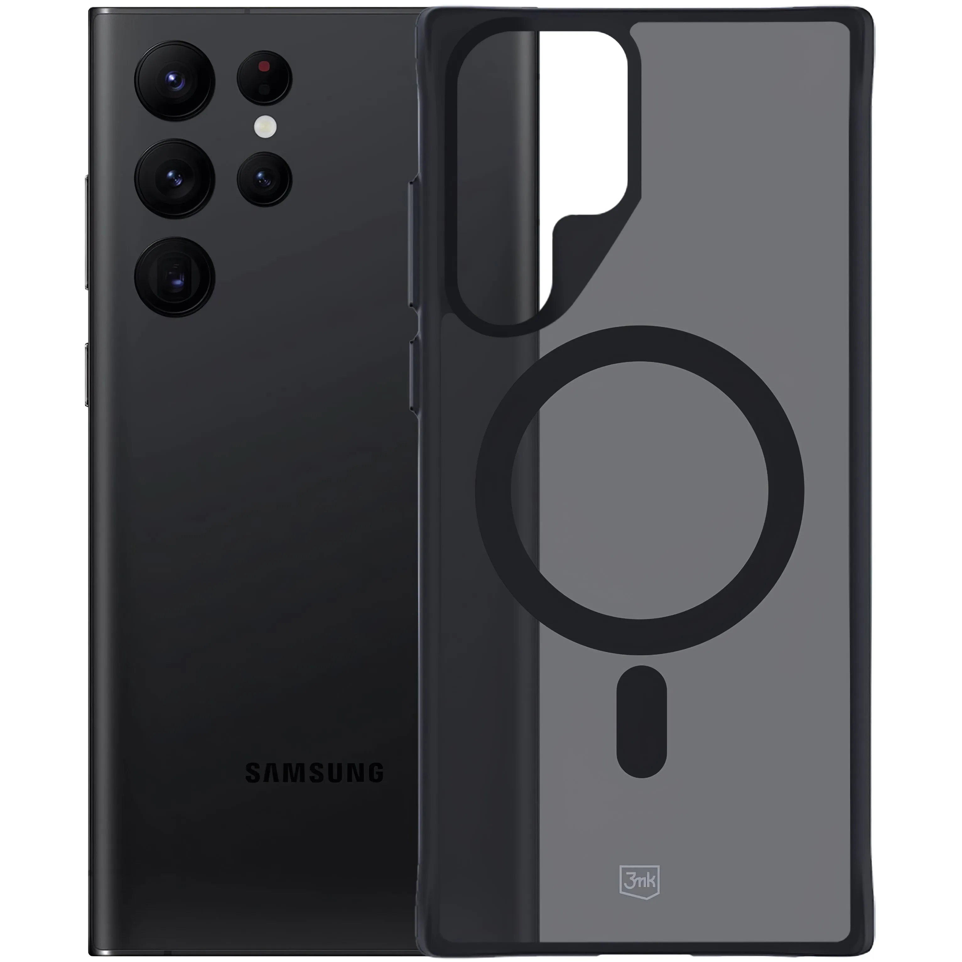 Custodia MagSafe per Samsung Galaxy S22 Ultra 5G S908, 3MK, Smoke MagCase, nero - immagine 1