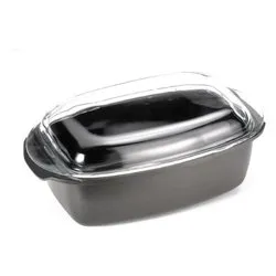 Casseruola Alluminio antiaderente (40x21cm) rettangolare con coperchio Nero 90 42 - immagine 1