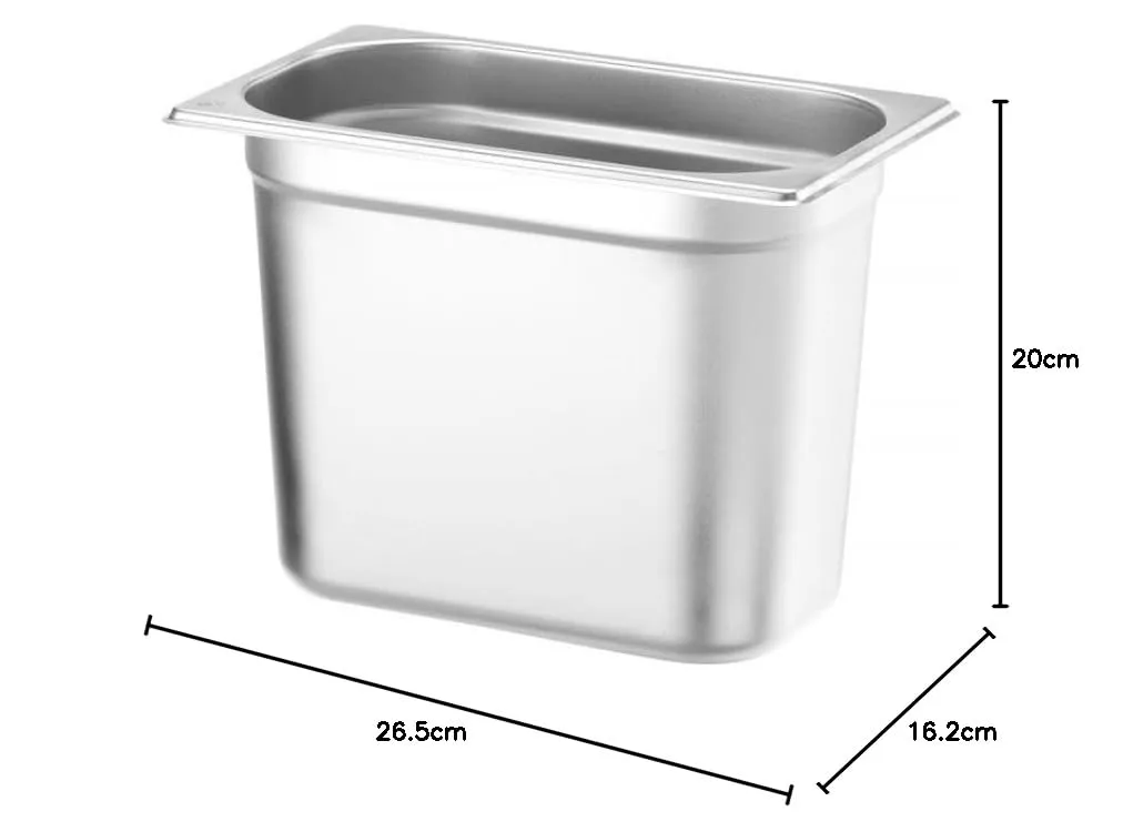 HENDI Contenitore Gastronorm GN 1/4, Budget Line, resistenza termica -40 °C a 250 °C, per forno e bagnomaria, 5,5L, 265x162x(H) 200mm, acciaio inox - immagine 3