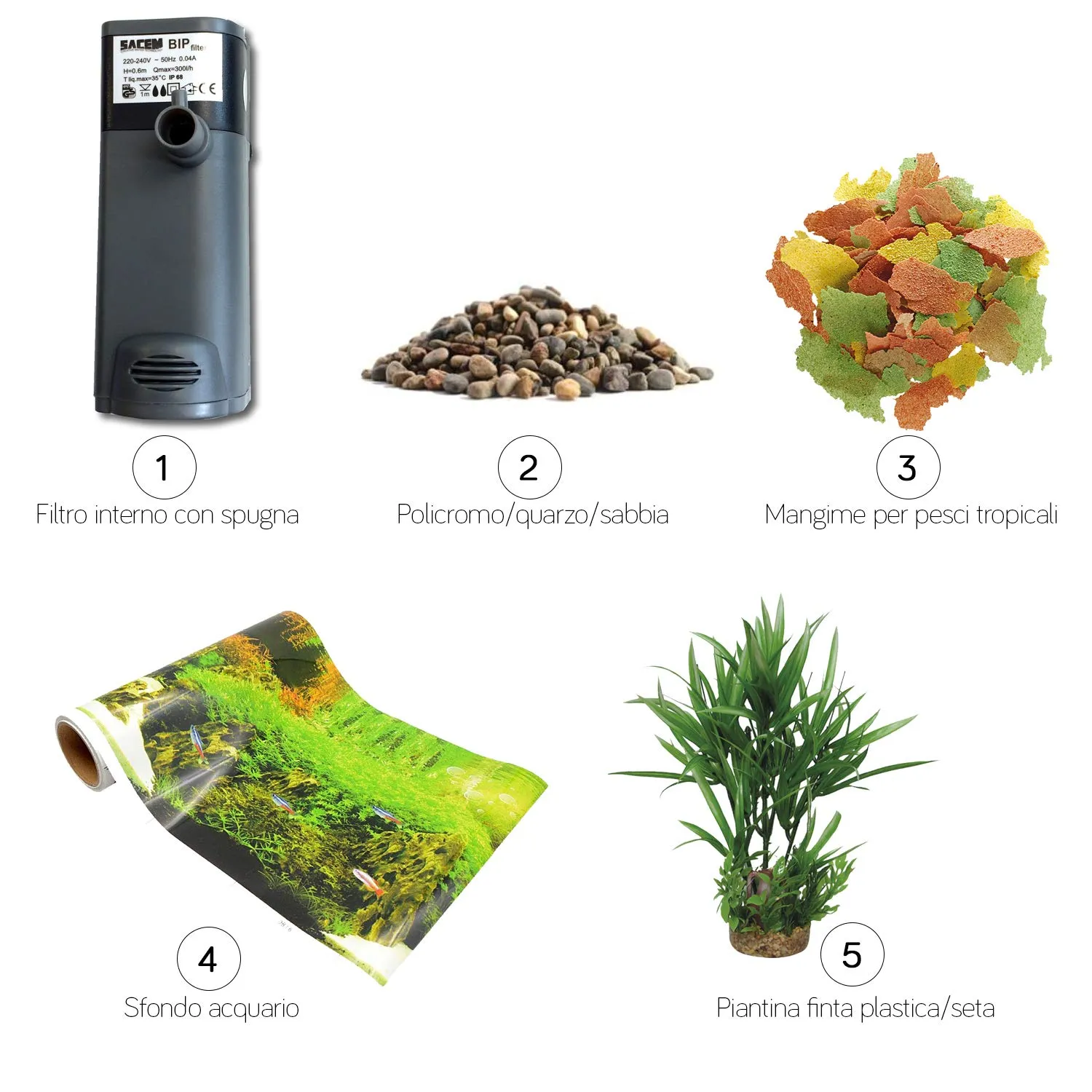 AQPET One Mini Acquario Completo 20 L con Accessori, 36x22x26 cm, Nero - immagine 3