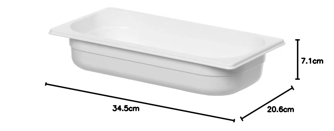 HENDI Contenitore Gastronorm, Recipiente GN, GN 1/3, resistente alle temperature da -40 °C a 110 °C, 2.5 L, 325x176x(H) 65 mm, policarbonato bianco - immagine 4