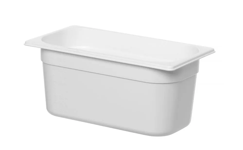 HENDI Contenitore Gastronorm, Recipiente GN, GN 1/3, resistente alle temperature da -40 °C a 110 °C, 5.7 L, 325x176x(H)150 mm, policarbonato bianco - immagine 2