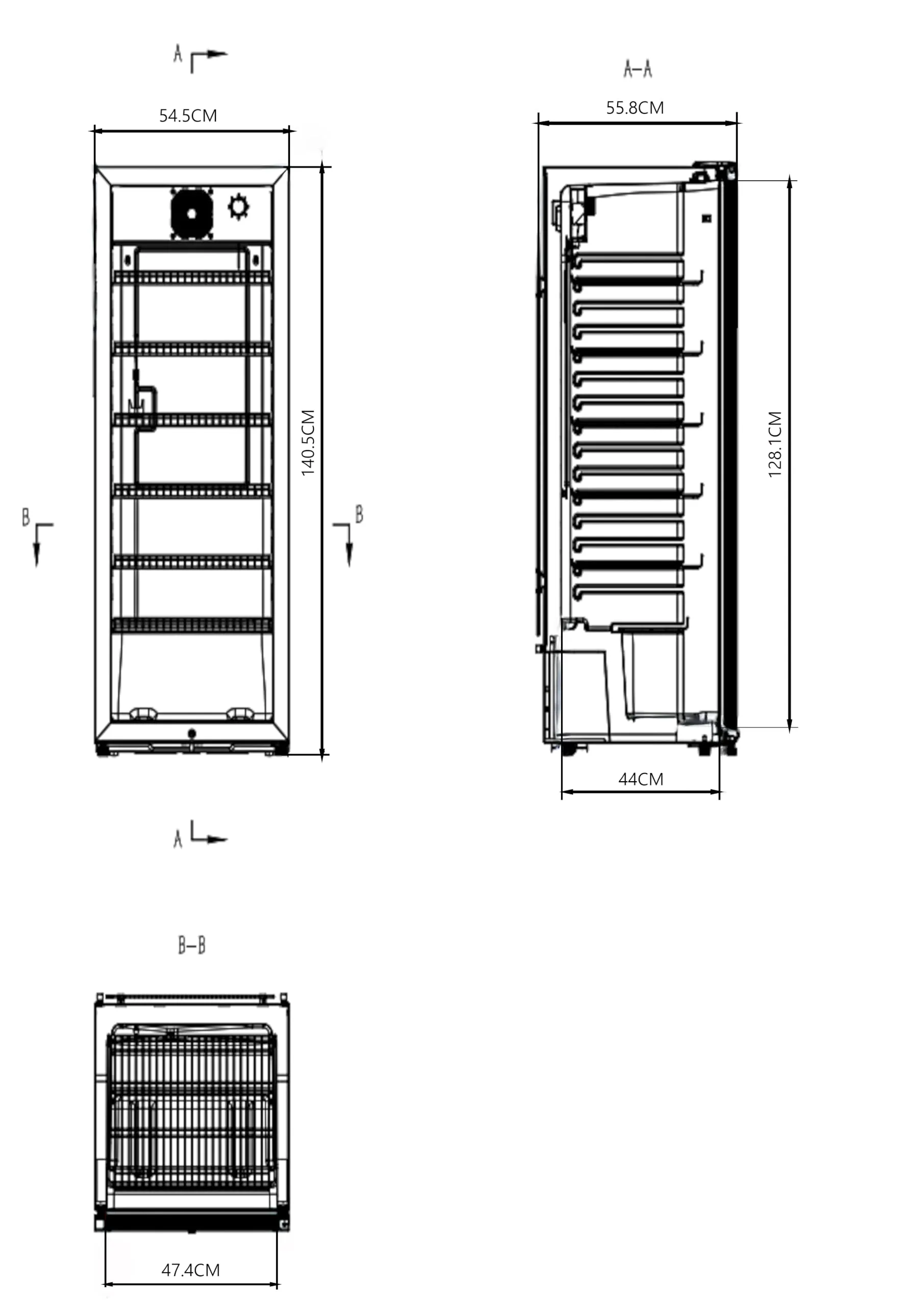 METRO Professional Frigorifero per Bevande GSC4240 con Porta in Vetro, 237 L, 110 W, 220-240 V, Illuminazione a LED, 6 Ripiani Regolabili, con Serratura - immagine 11