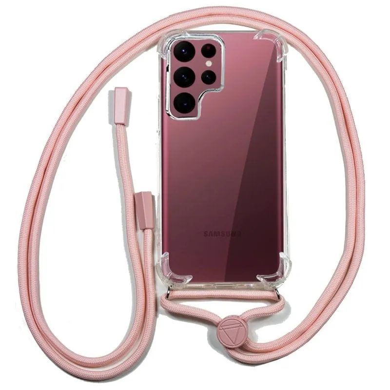 Custodia con cordoncino rosa freddo per Samsung Galaxy S22 Ultra S908 - immagine 1