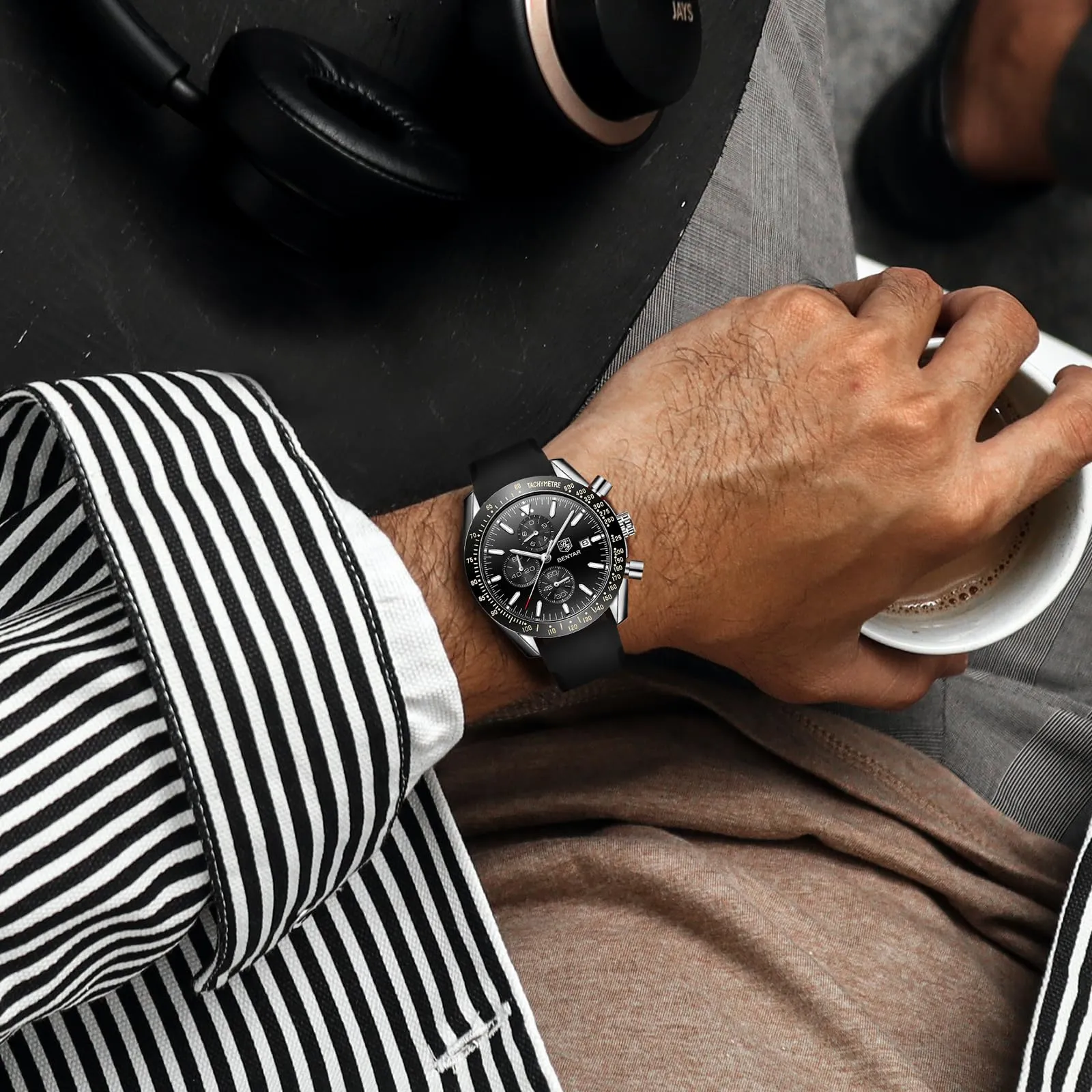 BENYAR BY Orologio Uomo Cronografo Analogico al Quarzo Impermeabile Luminoso Orologi Moda Sportivo Regalo per Uomo - immagine 3