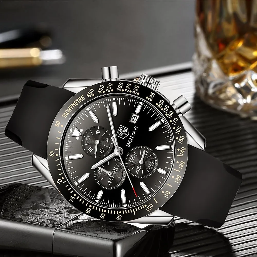 BENYAR BY Orologio Uomo Cronografo Analogico al Quarzo Impermeabile Luminoso Orologi Moda Sportivo Regalo per Uomo - immagine 4