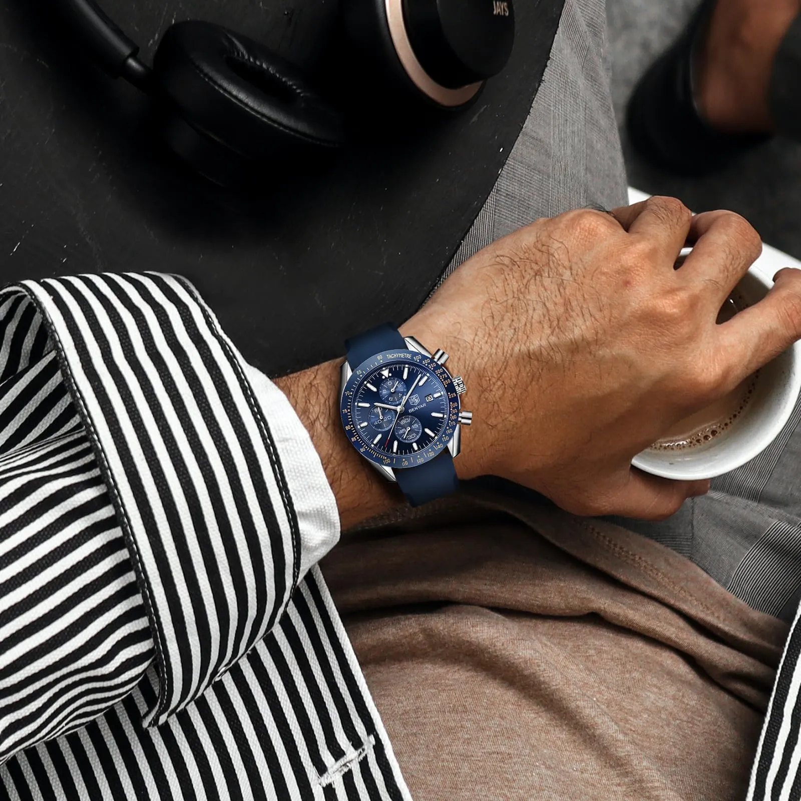 BENYAR BY Orologio Uomo Cronografo Analogico al Quarzo Impermeabile Luminoso Orologi Moda Sportivo Regalo per Uomo - immagine 3