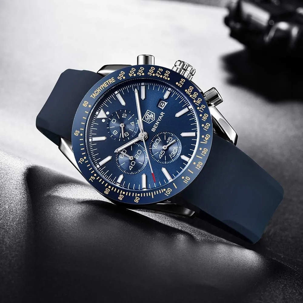 BENYAR BY Orologio Uomo Cronografo Analogico al Quarzo Impermeabile Luminoso Orologi Moda Sportivo Regalo per Uomo - immagine 7