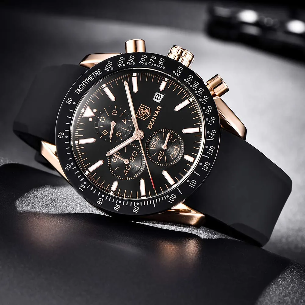 BENYAR BY Orologio Uomo Cronografo Analogico al Quarzo Impermeabile Luminoso Orologi Moda Sportivo Regalo per Uomo - immagine 7