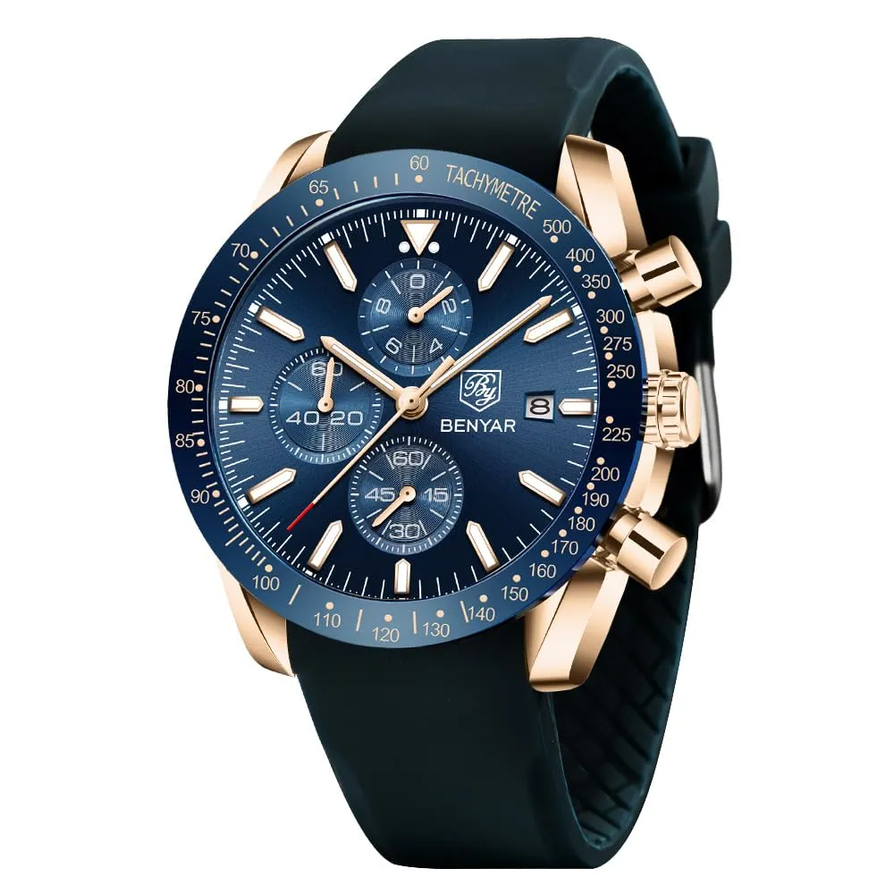 BENYAR BY Orologio Uomo Cronografo Analogico al Quarzo Impermeabile Luminoso Orologi Moda Sportivo Regalo per Uomo - immagine 1