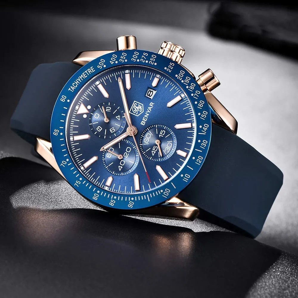 BENYAR BY Orologio Uomo Cronografo Analogico al Quarzo Impermeabile Luminoso Orologi Moda Sportivo Regalo per Uomo - immagine 5