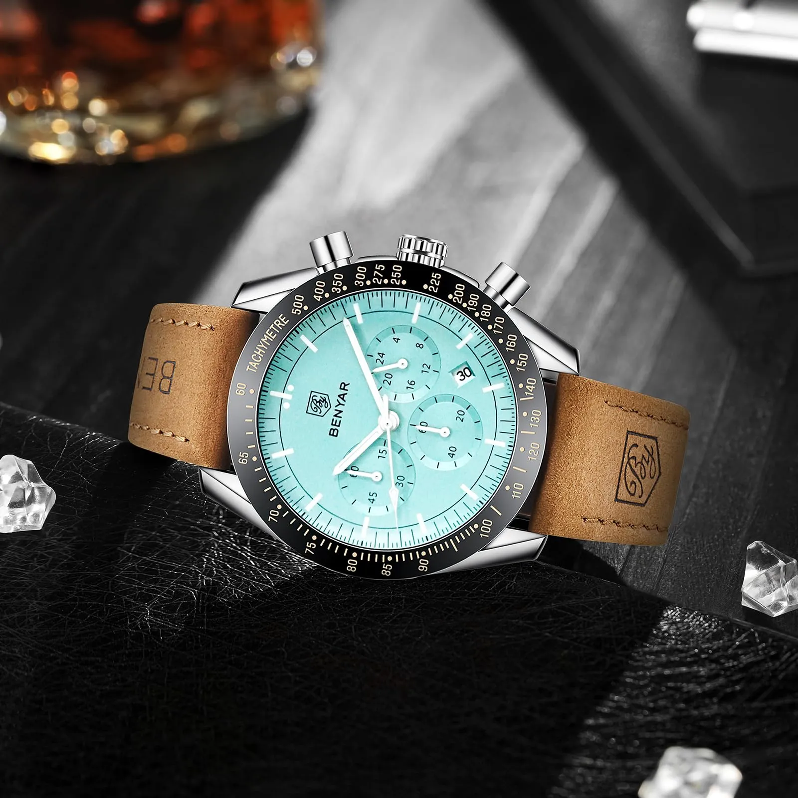 BENYAR BY Orologio Uomo Cronografo Analogico al Quarzo Impermeabile Luminoso Orologi Moda Sportivo Regalo per Uomo - immagine 7