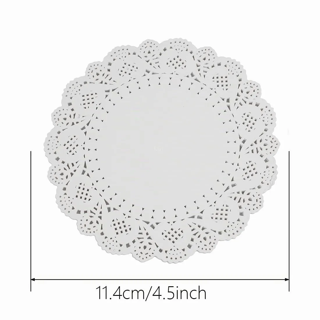 PLABBDPL Centrini usa e getta, 100 pezzi, di carta, rotondi, 4,5", rotondi, per matrimoni, compleanni, torte, dessert - immagine 2