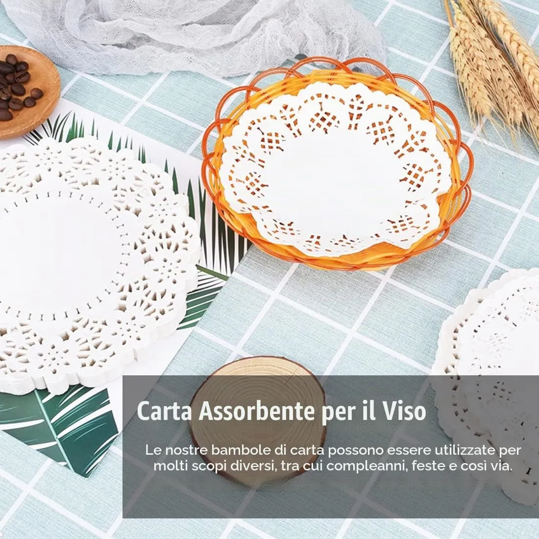 PLABBDPL Centrini usa e getta, 100 pezzi, di carta, rotondi, 4,5", rotondi, per matrimoni, compleanni, torte, dessert - immagine 3