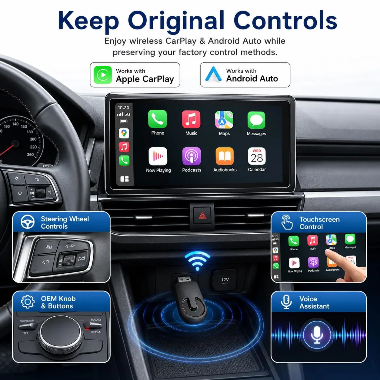 Sunweyer Plug & Play Wireless CarPlay Adattatore Support Factory Wired CarPlay a Wireless Caplay Dongle Convertire Auto,compatibile per il telefono Apple - immagine 8