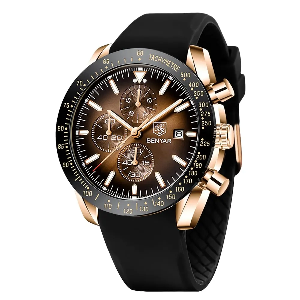 BENYAR BY Orologio Uomo Cronografo Analogico al Quarzo Impermeabile Luminoso Orologi Moda Sportivo Regalo per Uomo - immagine 1