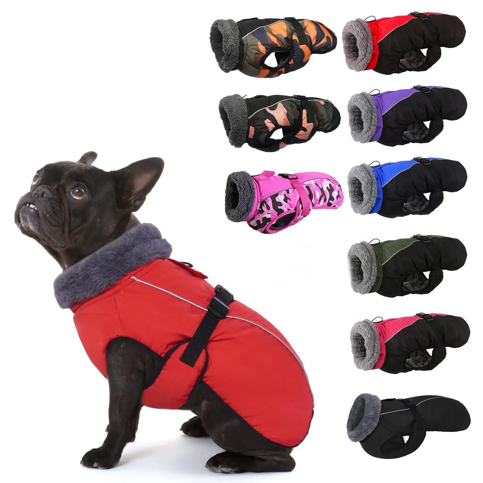 IECOii Cappotto per cani extra caldo - Giacca invernale riflettente regolabile con fibbia e collo alto per cani da piccola a molto grande - immagine 1