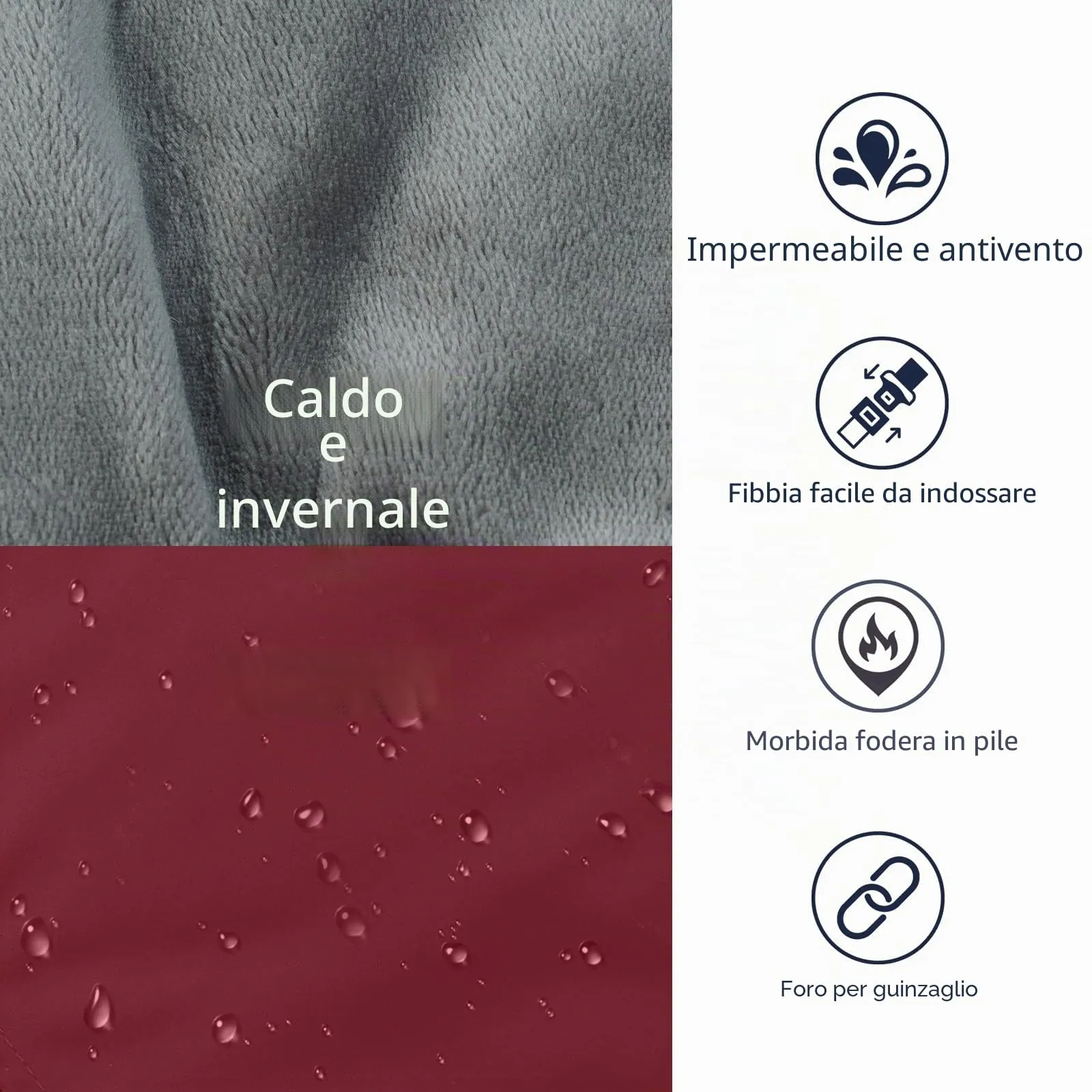 IECOii Giacca invernale in pile a collo alto per cani di taglia piccola e grande - immagine 3