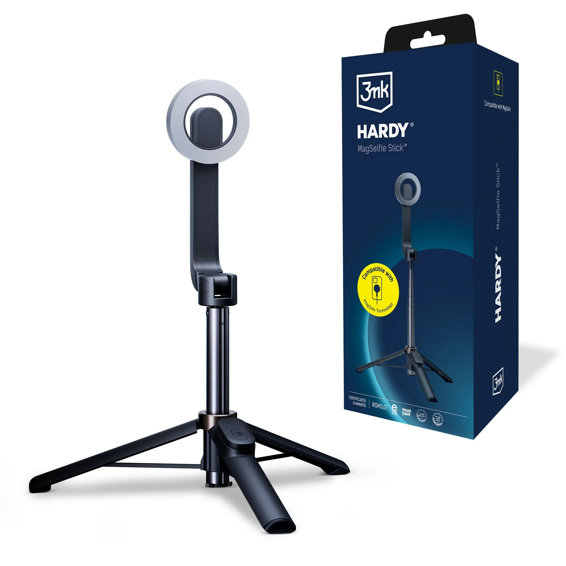Selfie Stick Bluetooth 3MK Hardy MagSelfie, Universale, Nero - immagine 1