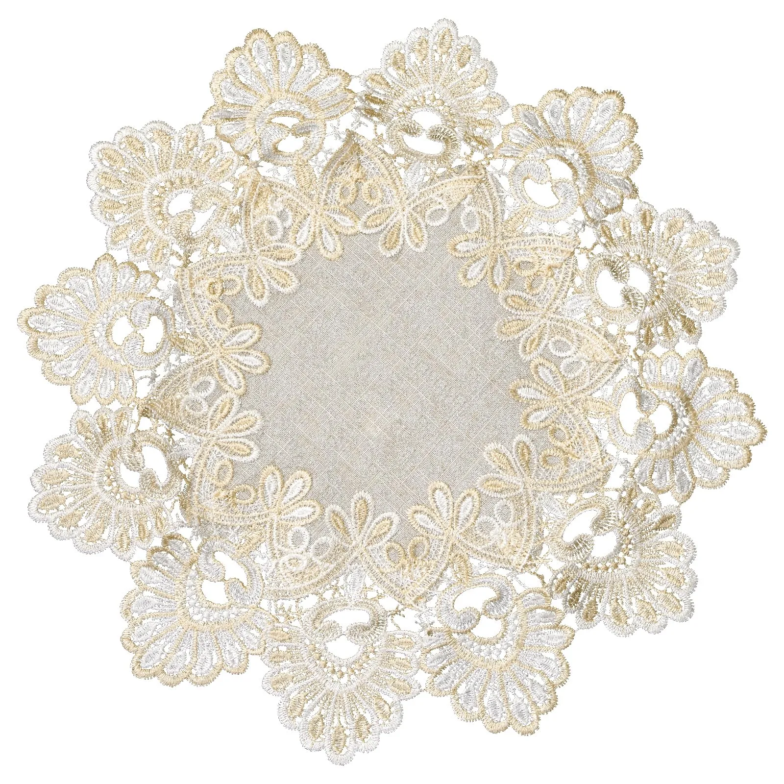 URROMA Centrino rotondo in poliestere, beige e bianco, tovaglia con bordo in pizzo ricamato, decorazione da tavolo per sala da pranzo e cucina (40 x 40 cm) - immagine 1