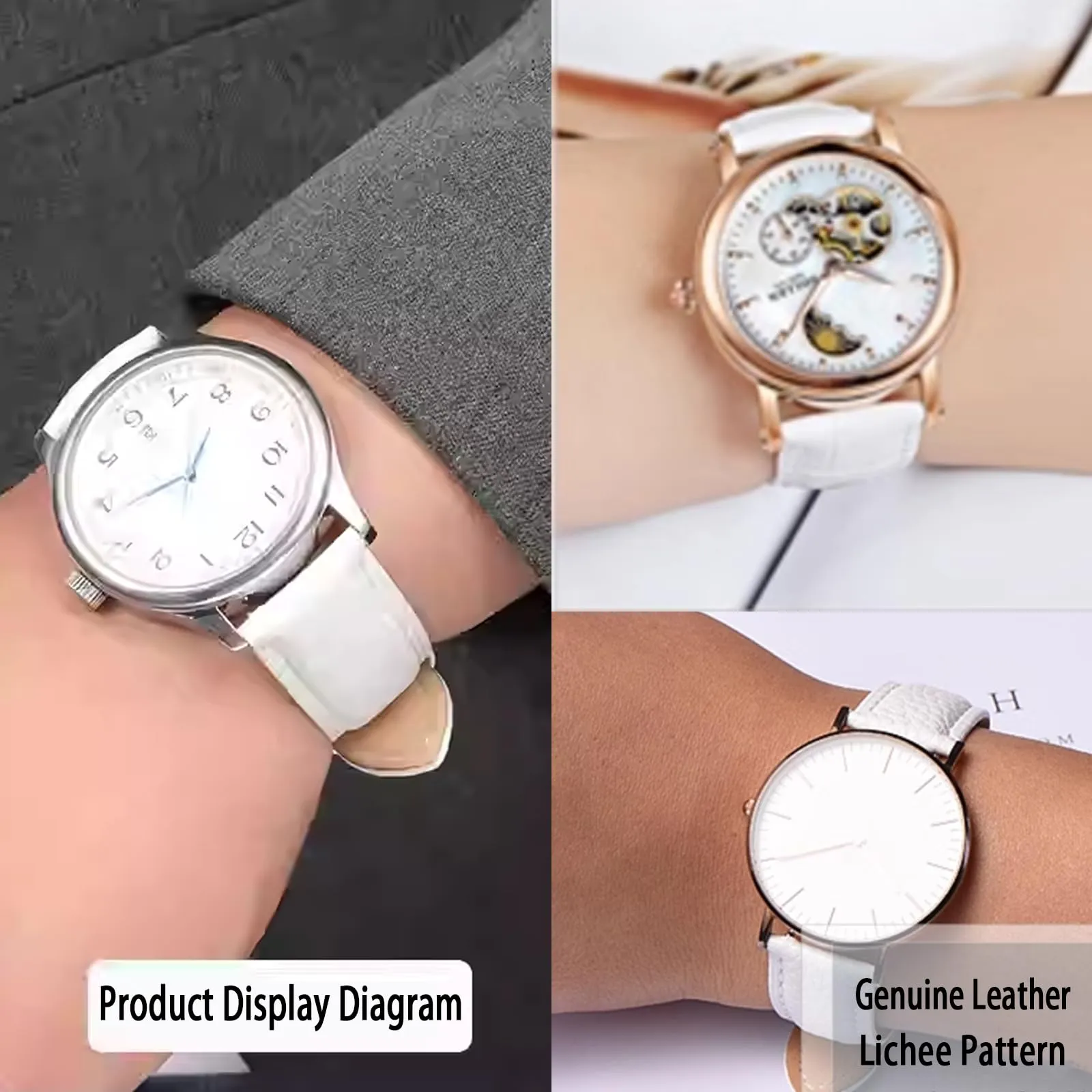 Aoeiwv Cinturini Orologio in Pelle Sgancio Rapido Mano Cucito Tessura Imbottito Cinturino 12/13/14/15/16/17/18/19/20/21/22/23/24 mm Cinturino Orologio in Pelle Genuina per Donne Uomini - immagine 4