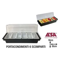 Contenitore alimenti porta condimenti 6 scomparti (50x16x10cm) MIXAGE Nero 45190060PCV - immagine 1