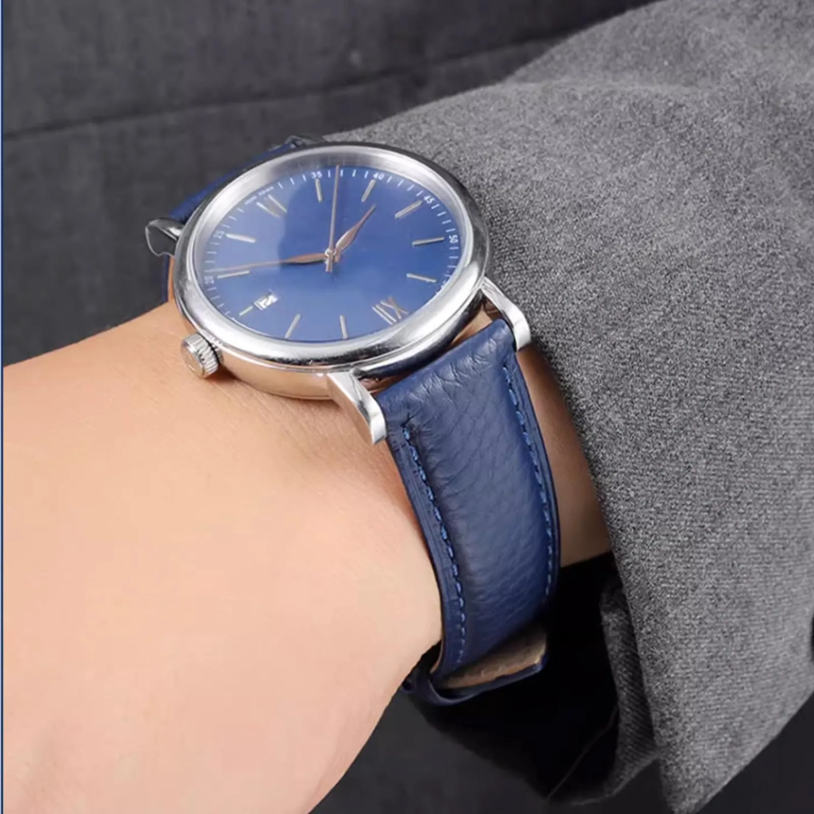 Aoeiwv Cinturini Orologio in Pelle Sgancio Rapido Mano Cucito Tessura Imbottito Cinturino 12/13/14/15/16/17/18/19/20/21/22/23/24 mm Cinturino Orologio in Pelle Genuina per Donne Uomini - immagine 5
