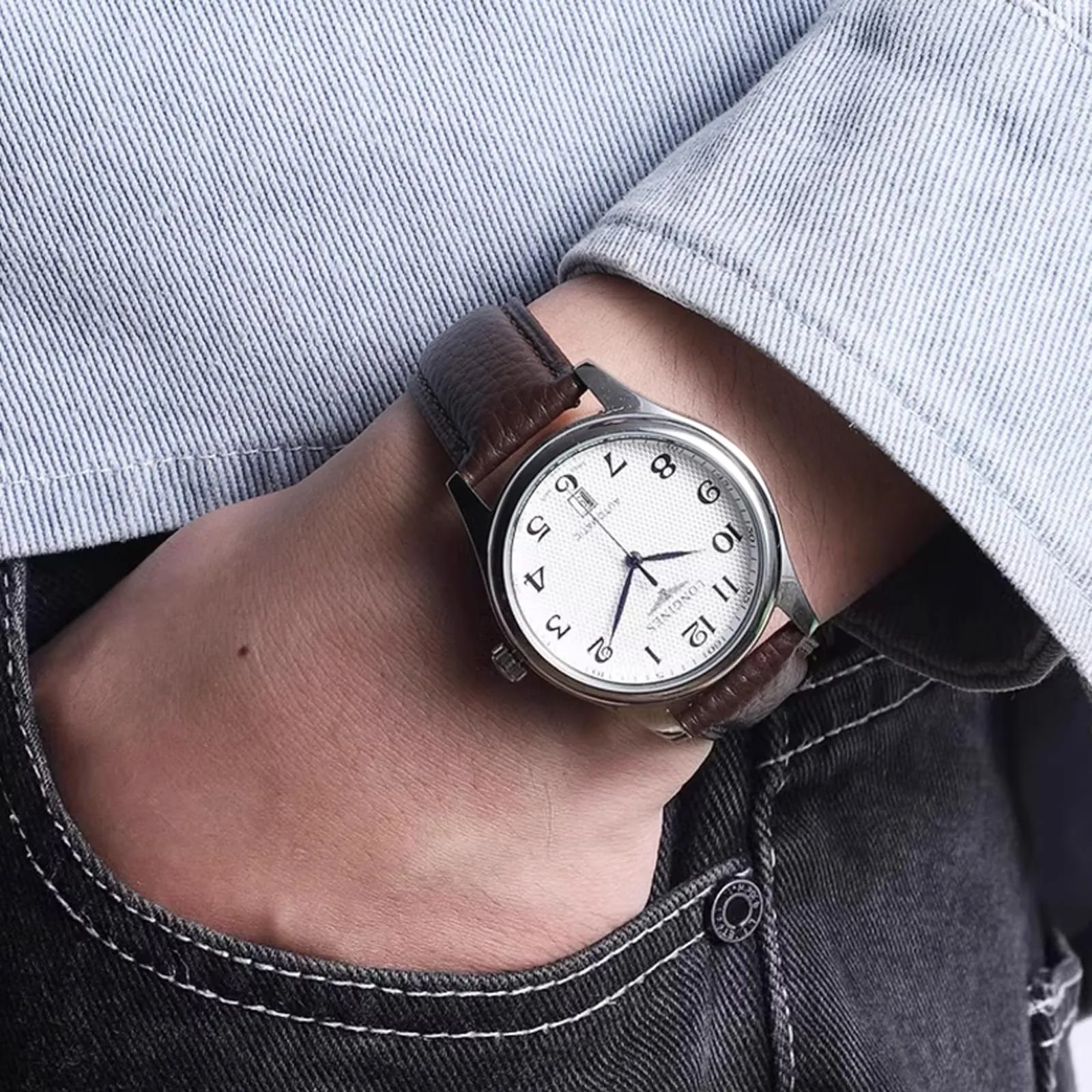 Aoeiwv Cinturini Orologio in Pelle Sgancio Rapido Mano Cucito Tessura Imbottito Cinturino 12/13/14/15/16/17/18/19/20/21/22/23/24 mm Cinturino Orologio in Pelle Genuina per Donne Uomini - immagine 5
