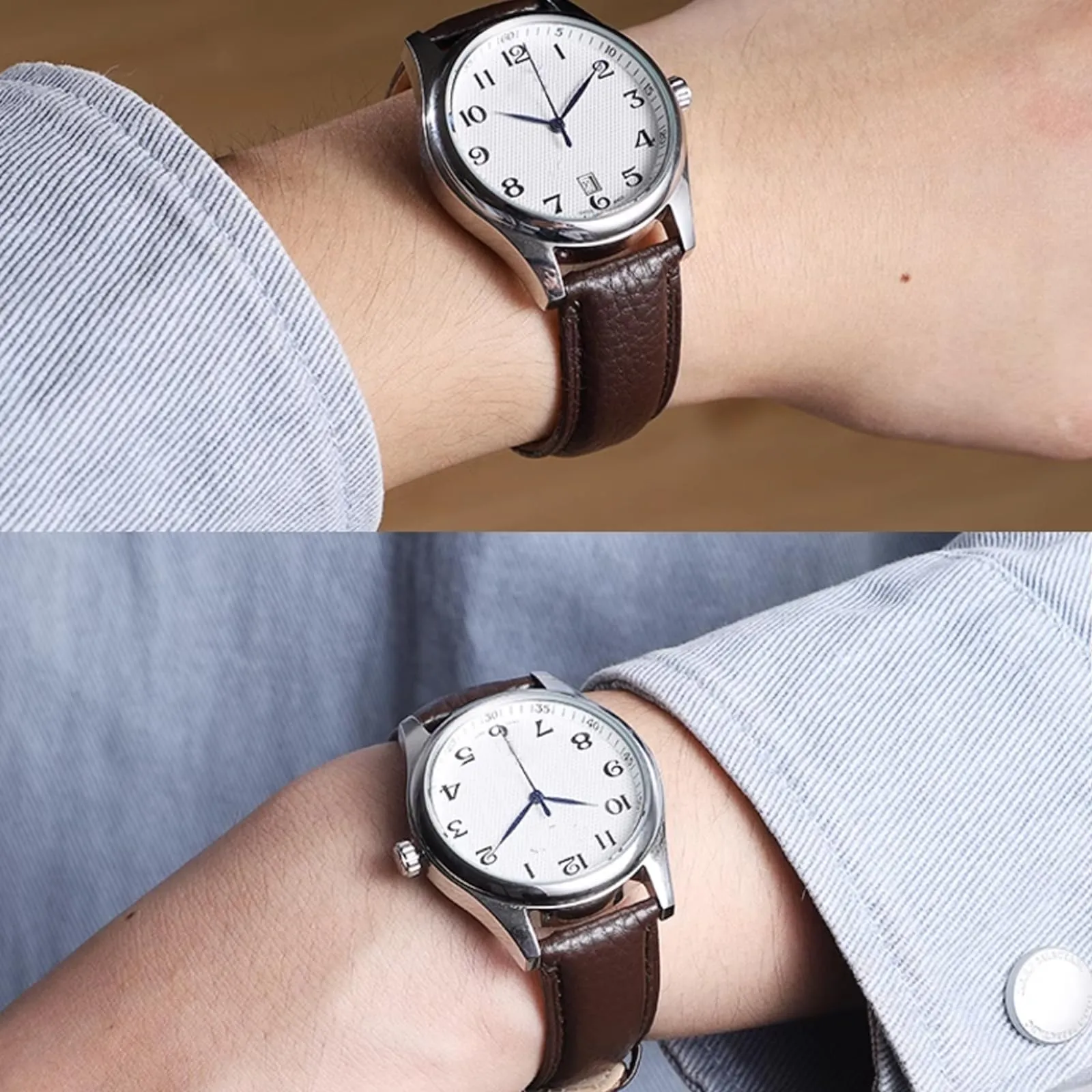 Aoeiwv Cinturini Orologio in Pelle Sgancio Rapido Mano Cucito Tessura Imbottito Cinturino 12/13/14/15/16/17/18/19/20/21/22/23/24 mm Cinturino Orologio in Pelle Genuina per Donne Uomini - immagine 6