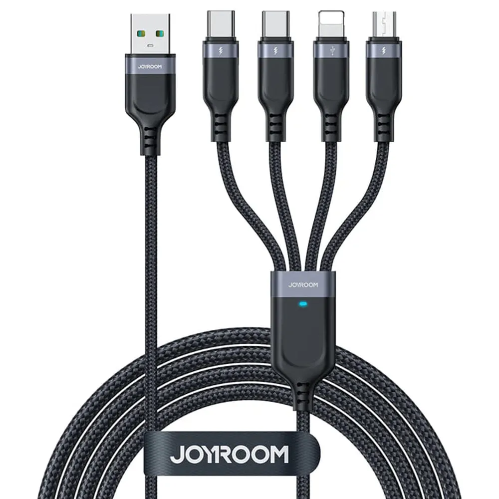 Cavo di Ricarica USB-A - Lightning / microUSB / 2 x USB-C Joyroom S-A18 4in1, 20W, 1.2m, Nero - immagine 1