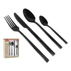 Set posate tavola 24 pz Inox BOND BLACK Nero LBN4280240F - immagine 1