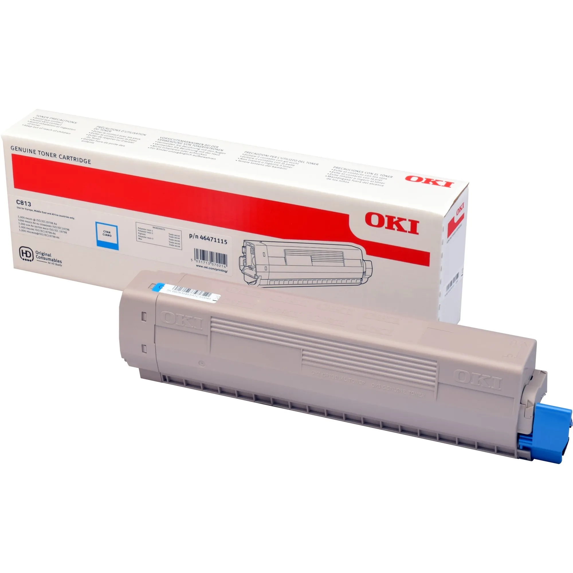46471115 cartuccia toner 1 pz Originale Ciano - immagine 1