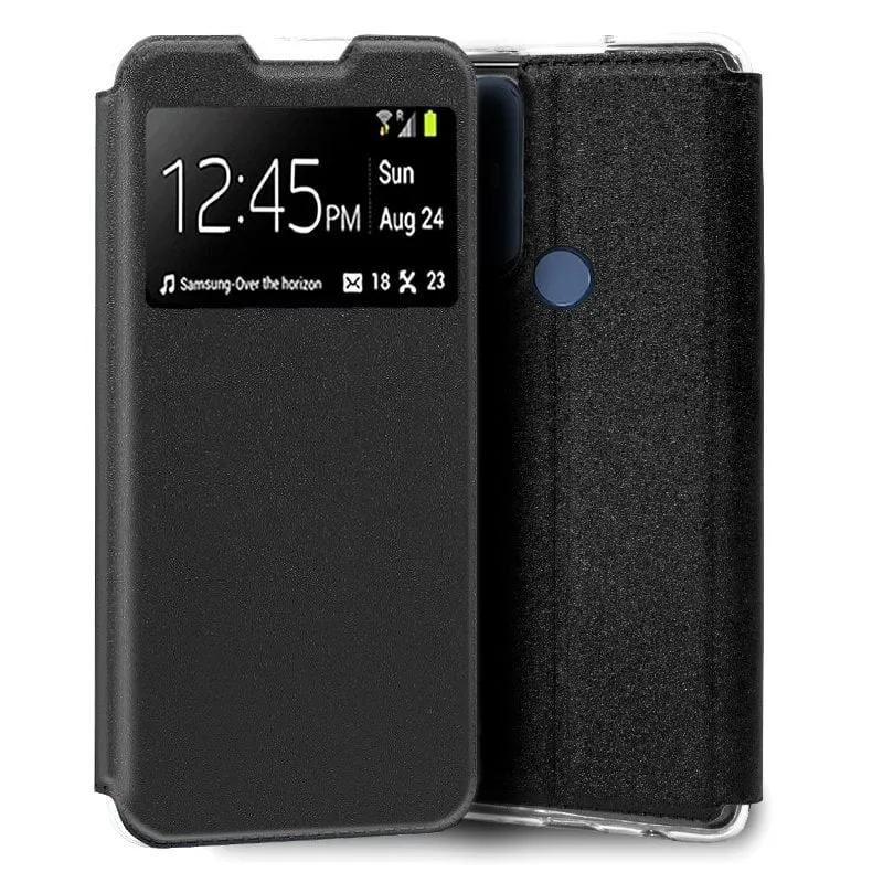 Custodia Flip Cover nera, fantastica e liscia, per TCL 30 SE/TCL 30E - immagine 1