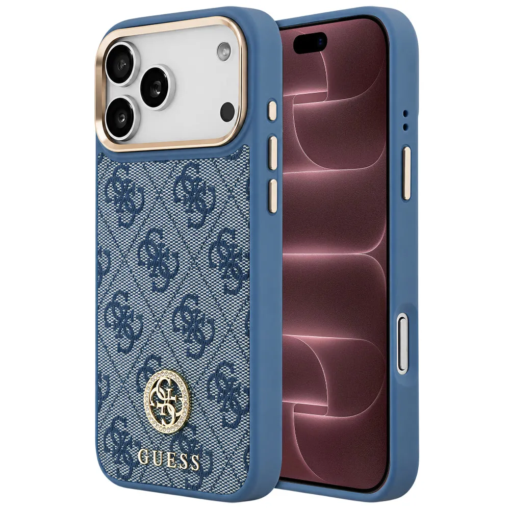 Custodia MagSafe per Apple iPhone 18 Pro Max / 17 Pro Max, Guess, 4G Strass Logo, blu - immagine 1