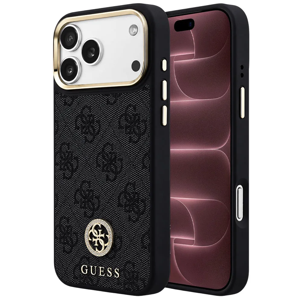Custodia MagSafe per Apple iPhone 18 Pro Max / 17 Pro Max, Guess, logo 4G con strass, nera - immagine 1