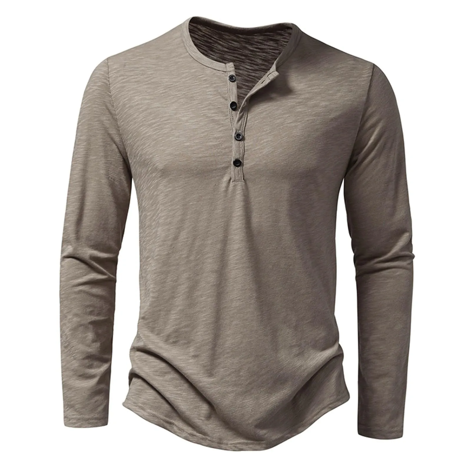 Mymyguoe Henley - Maglietta da uomo con bottoni, a maniche lunghe, felpe, magliette in lino a maniche lunghe, polo, abbigliamento sportivo, canottiera, maglia funzionale, escursionismo, sport all'aria - immagine 4