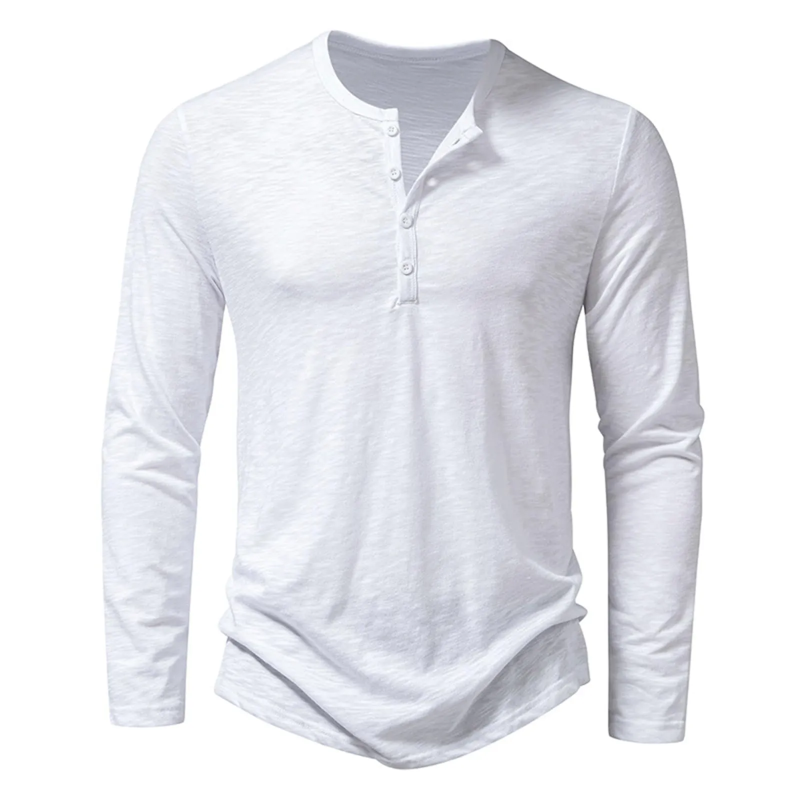 Mymyguoe Henley - Maglietta da uomo con bottoni, magliette a maniche lunghe, felpe, t-shirt in lino, polo a maniche lunghe, abbigliamento sportivo, canottiera, maglia funzionale, escursionismo, sport - immagine 2
