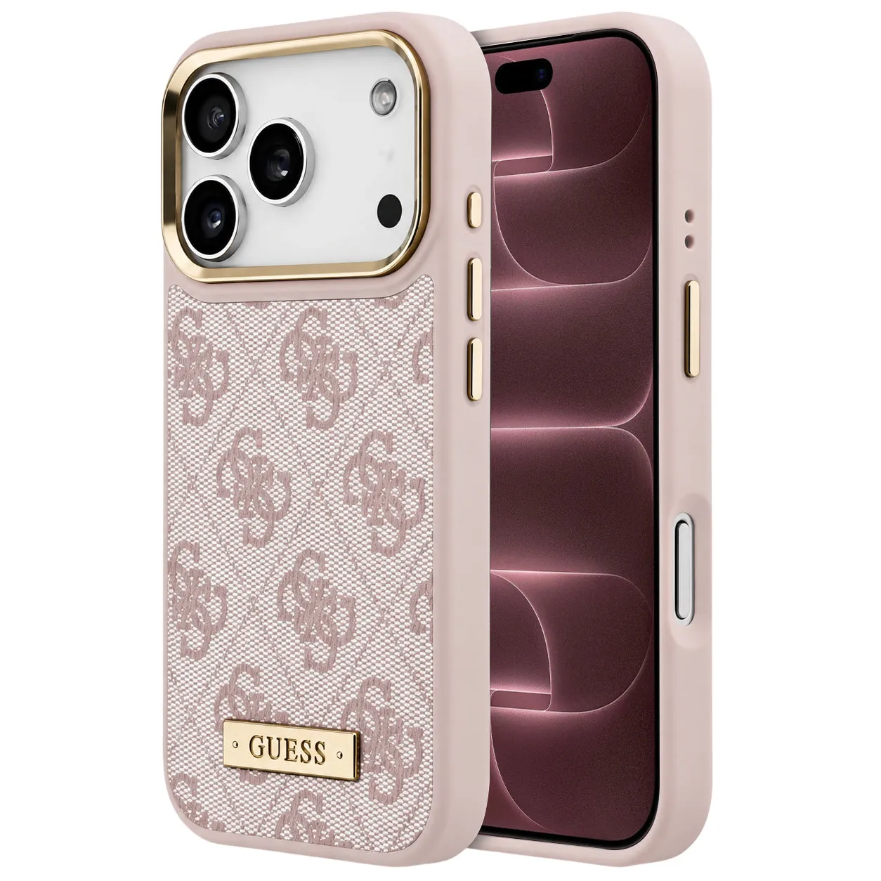 Custodia MagSafe per Apple iPhone 18 Pro Max / 17 Pro Max, Guess, 4G Logo Plate, rosa - immagine 1