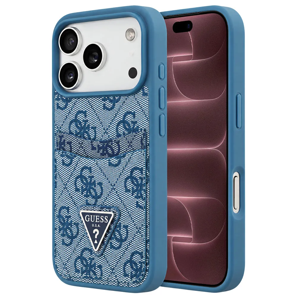 Custodia per Apple iPhone 18 Pro Max / 17 Pro Max, Guess, 4G Double Card Triangle, blu - immagine 1