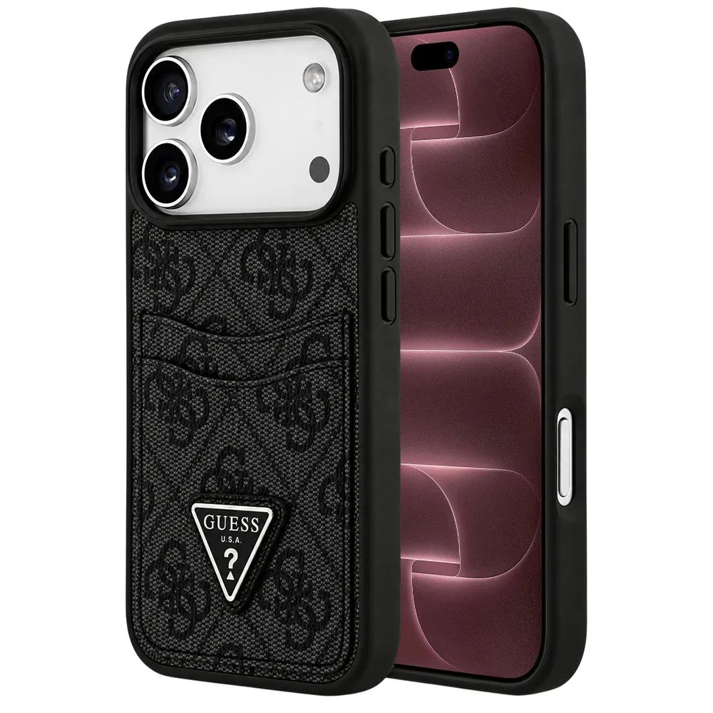 Custodia per Apple iPhone 18 Pro Max / 17 Pro Max, Guess, 4G Double Card Triangle, nera - immagine 1