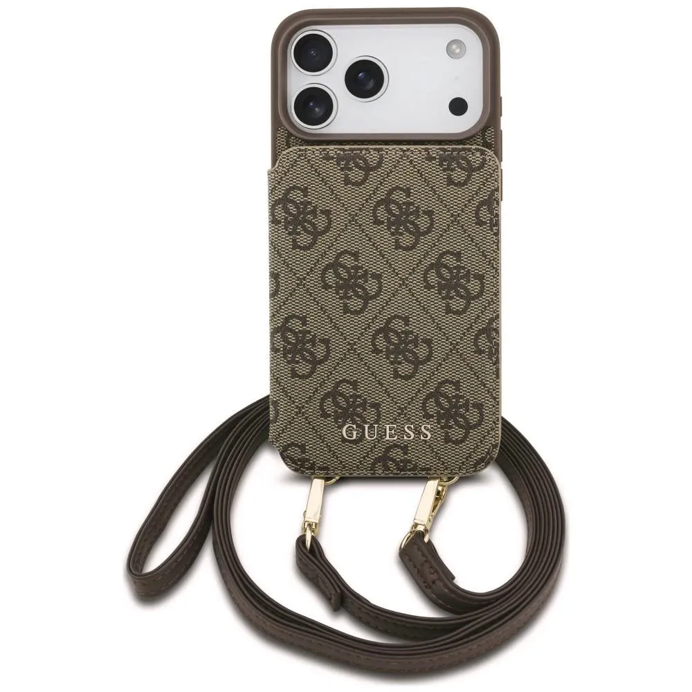 Custodia per Apple iPhone 18 Pro Max / 17 Pro Max, Guess, 4G Crossbody Cardslot, Marrone - immagine 1