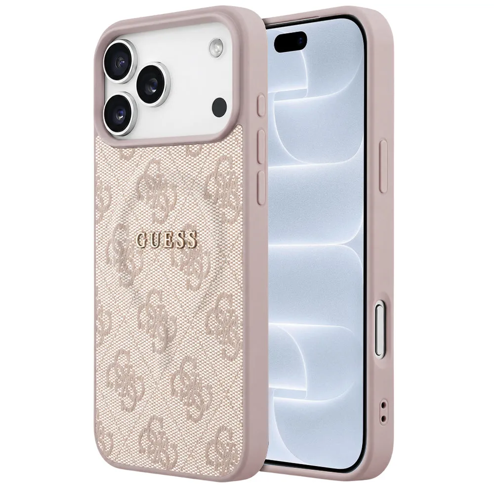 Custodia MagSafe per Apple iPhone 18 Pro / 17 Pro, Guess, 4G Embossed Ring Classic Logo, Rosa - immagine 1