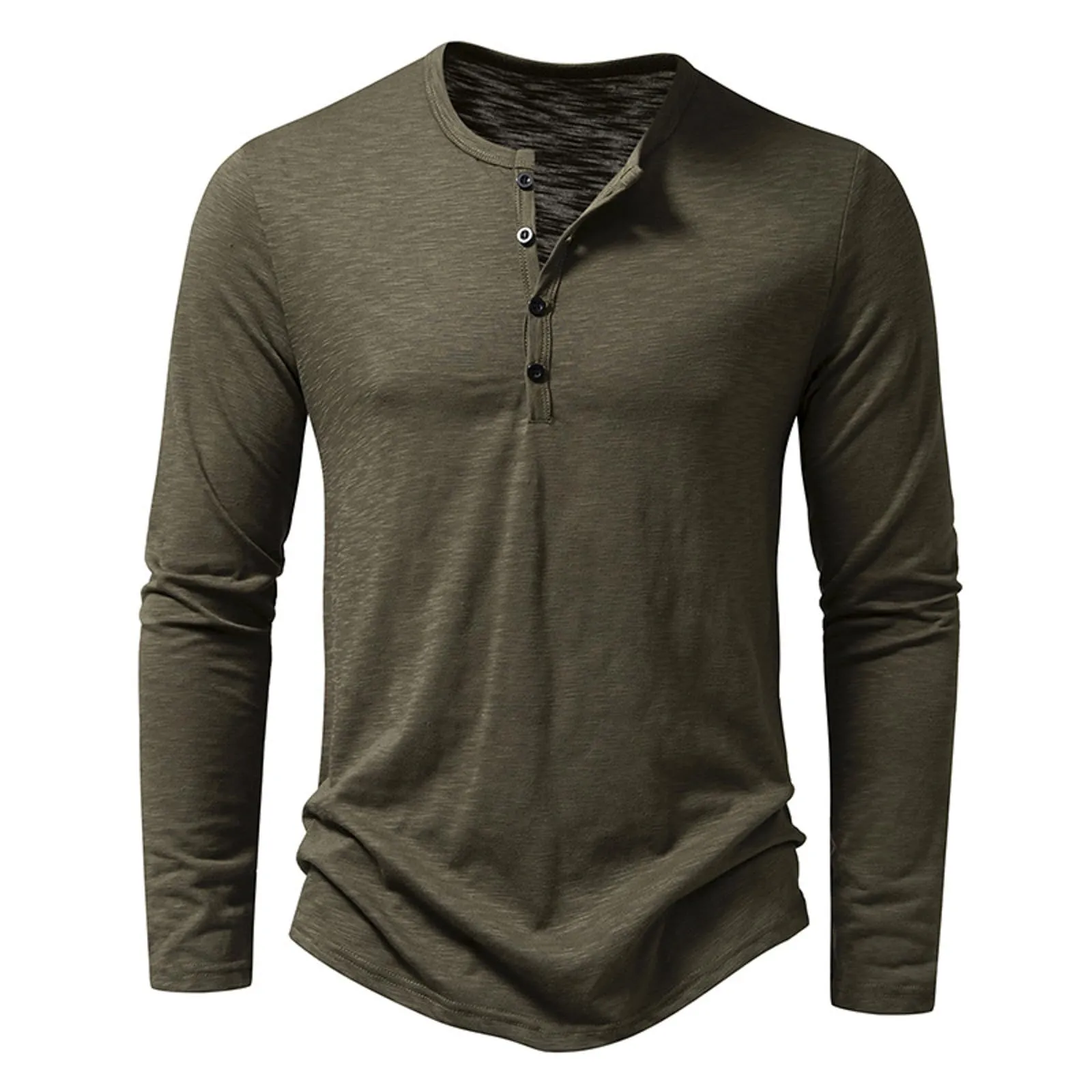 Mymyguoe Henley - Maglietta da uomo con bottoni, magliette a maniche lunghe, felpe, t-shirt in lino a maniche lunghe, polo, abbigliamento sportivo, canottiera, maglia funzionale, escursionismo, sport - immagine 2