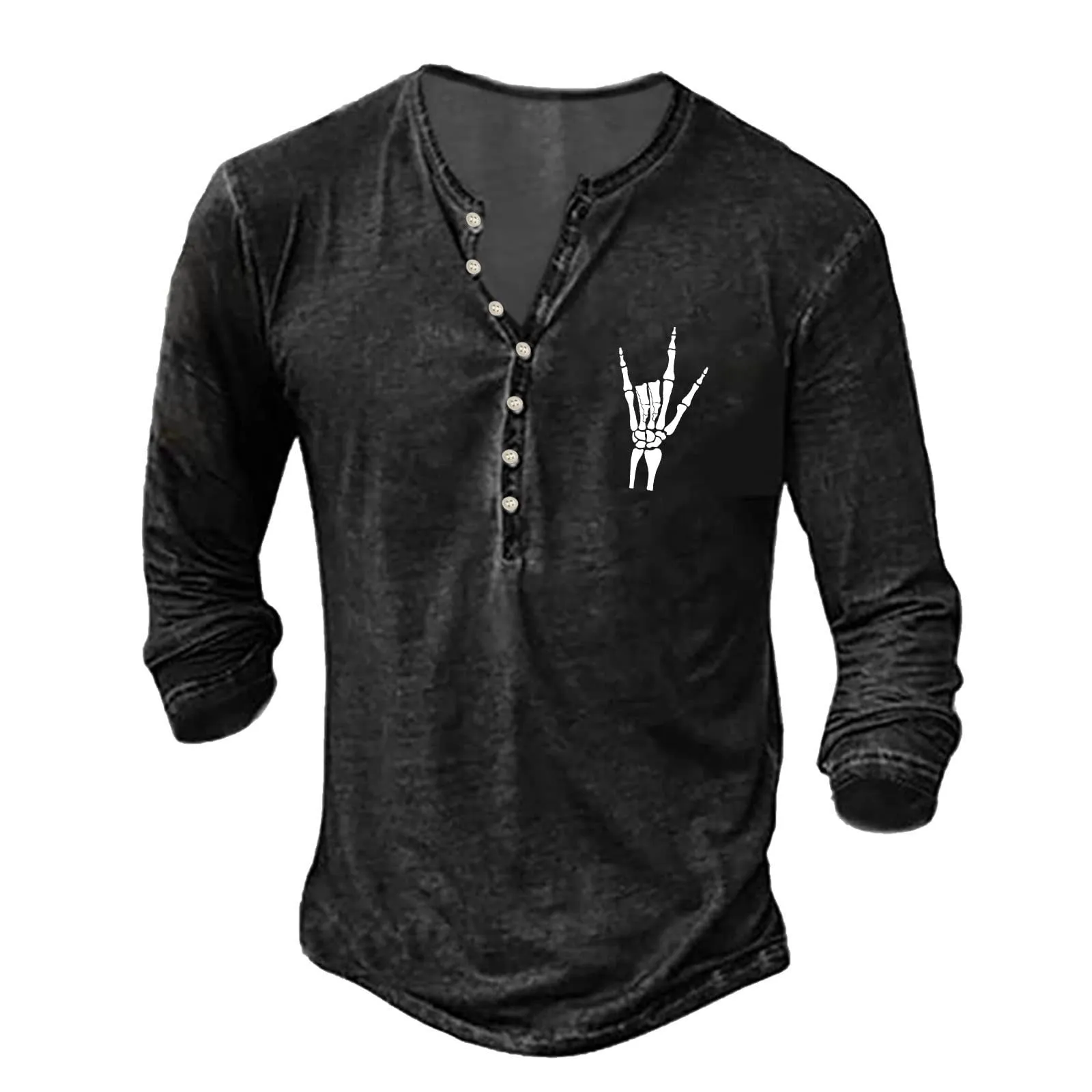 Mymyguoe Henley - Maglietta da uomo con bottoni, a maniche lunghe, felpe, magliette in lino, a maniche lunghe, polo, abbigliamento sportivo, canottiera, maglia funzionale, escursionismo, sport - immagine 2