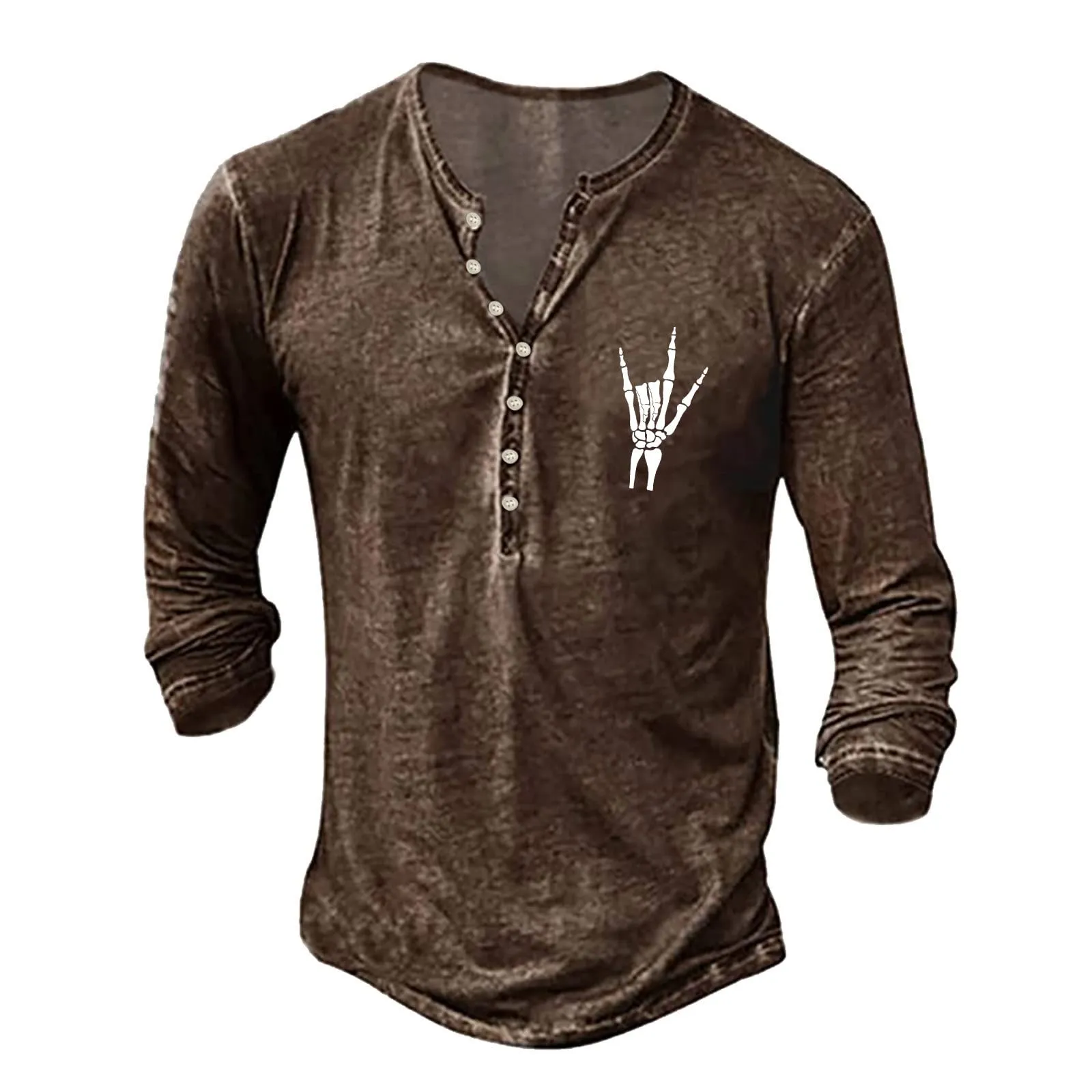 Mymyguoe Henley - Maglietta da uomo con bottoni, a maniche lunghe, felpe, magliette in lino, a maniche lunghe, polo, abbigliamento sportivo, canottiera, maglia funzionale, escursionismo, sport - immagine 2